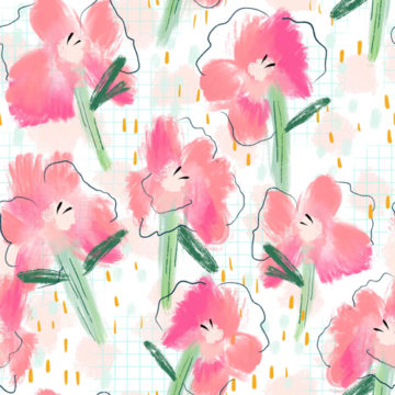 Custom Fabric 'Pink Sketchy Floral' by Julie Harrison