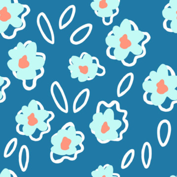 Custom Fabric 'Blob Flowers Blue' by Indigo Thread