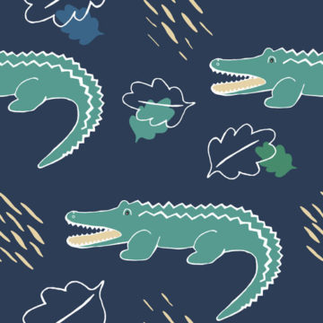 Custom Fabric 'Crocodiles and Leaves' by Indigo Thread