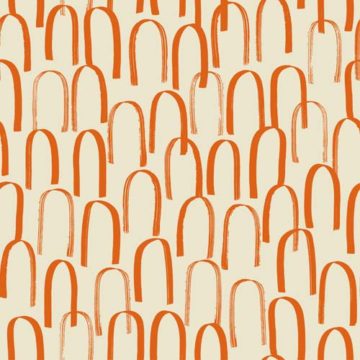 Custom Fabric 'Bungle Bungles Tile Orange' by Lily Fink