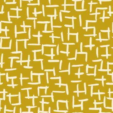 Custom Fabric 'Painterly Tile Mustard' by Lily Fink