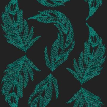 Custom Fabric 'Plume Tile Black Teal' by Lily Fink