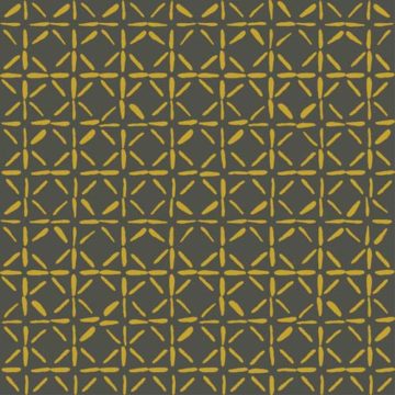 Custom Fabric 'Puck Tile Grey Mustard' by Lily Fink