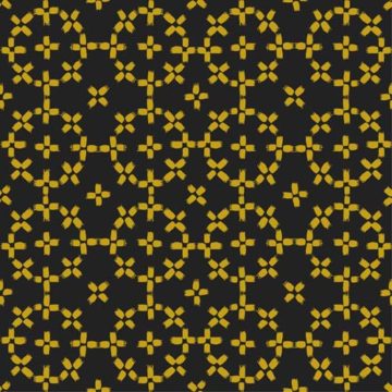 Custom Fabric 'Rotor Tile Mustard Black' by Lily Fink
