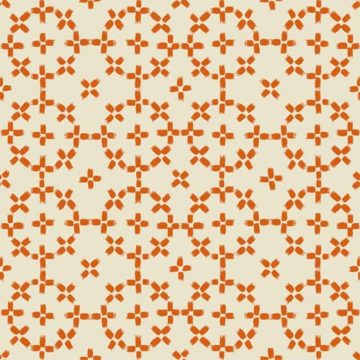 Custom Fabric 'Rotor Tile Orange' by Lily Fink