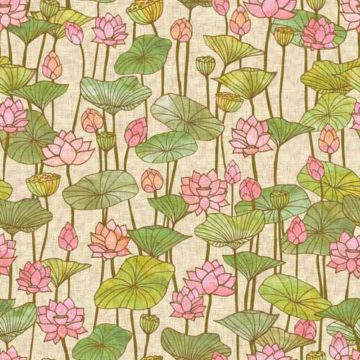 Custom Fabric 'Lotus Flowers Linen' by Cecilia Mok