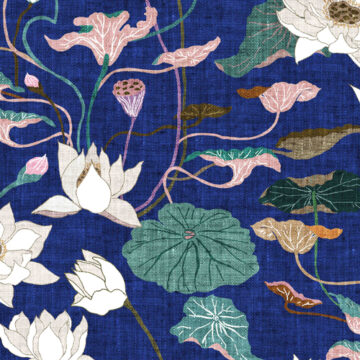 Custom Fabric 'Lotus Reflections Blue' by Esther Fallon Lau 