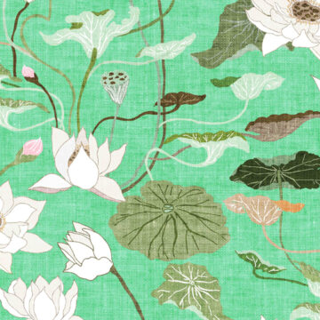 Custom Fabric 'Lotus Reflections Mint' by Esther Fallon Lau 