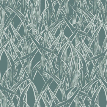Custom Fabric 'Flax Leaves Blue Grey' by Maggie Lam Surface Design