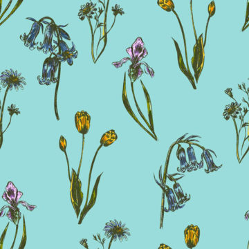 Custom Fabric 'Garden Party Flower Field Sea' by Maggie Lam Surface Design