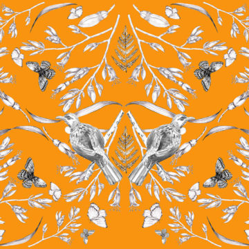 Custom Fabric 'Tui Summer Love Orange' by Maggie Lam Surface Design