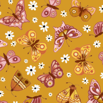 Custom Fabric 'Butterflies Gold' by Megan Isabella