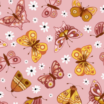 Custom Fabric 'Butterflies Pink' by Megan Isabella