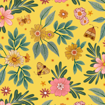 Custom Fabric 'Cottage Daisies Lemon' by Megan Isabella