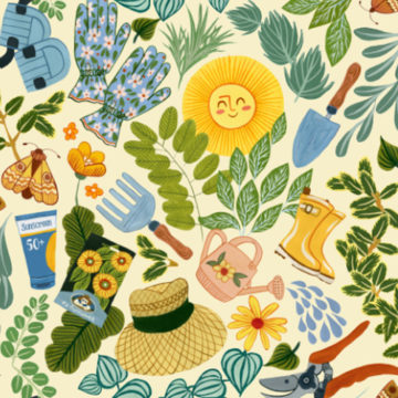 Custom Fabric 'Gardening Cream' by Megan Isabella