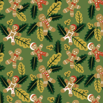 Custom Fabric 'Gingerbread Men Olive' by Megan Isabella