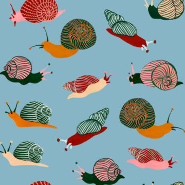 Custom Fabric 'Snails Blue' by Megan Isabella