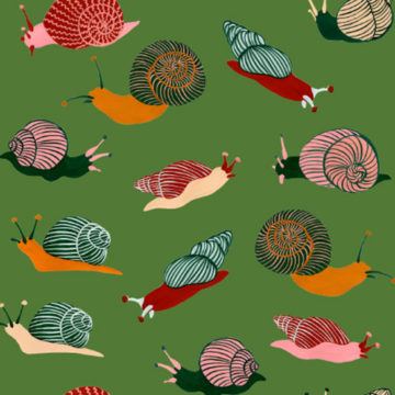 Custom Fabric 'Snails Green' by Megan Isabella
