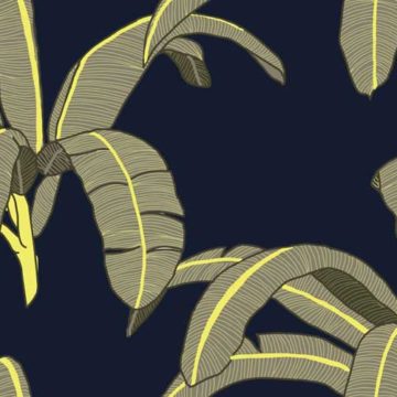 Custom Fabric 'Banana Leaf Navy' by Megan Isabella