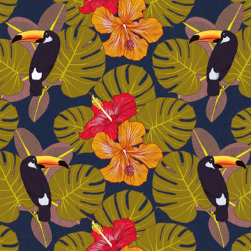 Custom Fabric 'Tropical Toucan Navy' by Megan Isabella