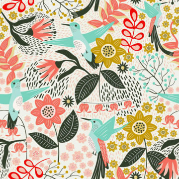 Custom Fabric 'Hummingbirds' by Mel Armstrong