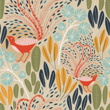 Custom Fabric 'Lyrebird' by Mel Armstrong