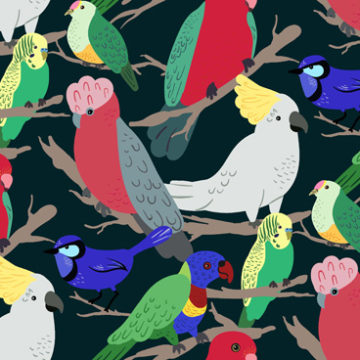 Custom Fabric 'Birbs Pattern Cool' by Fancy Lady Industries