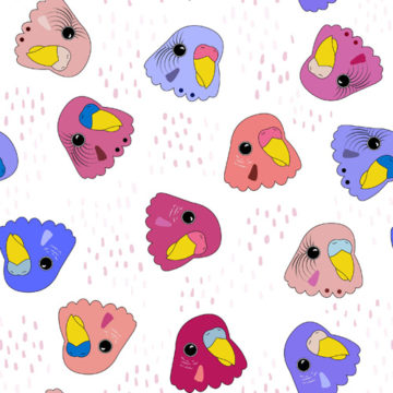 Custom Fabric 'Birbs Tossed Cool' by Fancy Lady Industries