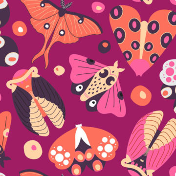 Custom Fabric 'Merry Moth Berry' by Fancy Lady Industries