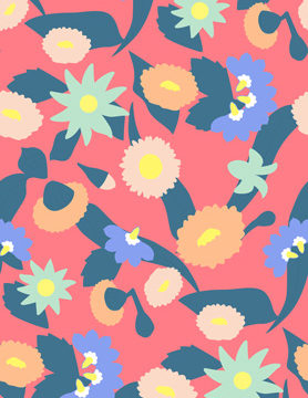 Custom Fabric 'Native Flowers Coral' by Fancy Lady Industries