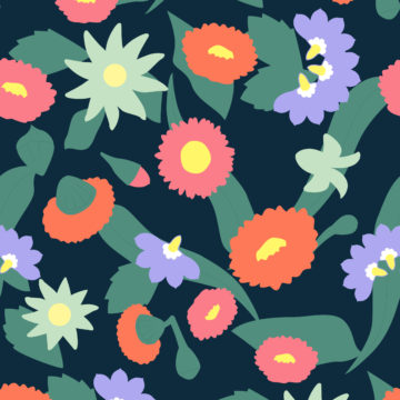Custom Fabric 'Native Flowers Navy' by Fancy Lady Industries