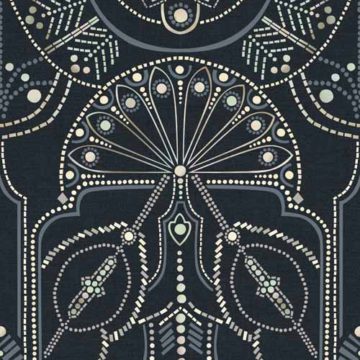 Custom Fabric 'Ornamental Beaded Deco Midnight' by Cecilia Mok