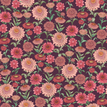 Custom Fabric 'Paper Daisies Mulberry' by Eloise Short Design