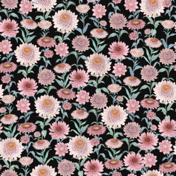 Custom Fabric 'Paper Daisies Pink Slate' by Eloise Short Design