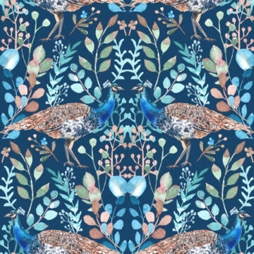 Custom Fabric 'Peacock Damask' by Rachael King