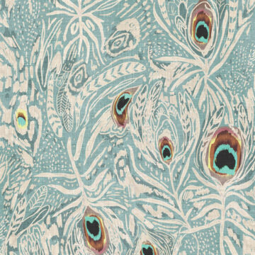Custom Fabric 'Peacock Dreaming Ikat Blue' by Esther Fallon Lau 