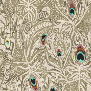 Custom Fabric 'Peacock Dreaming Ikat Olive' by Esther Fallon Lau 
