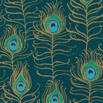 Custom Fabric 'Peacock Feather Nouveau Emerald' by Cecilia Mok