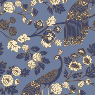 Custom Fabric 'Peacock Garden Eastern Blue' by Cecilia Mok