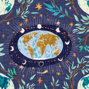 Custom Fabric 'Precious Earth Indigo' by Esther Fallon Lau 