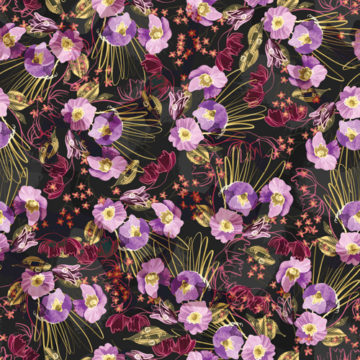 Custom Fabric 'Purple Poppies' by Folklore & Flora