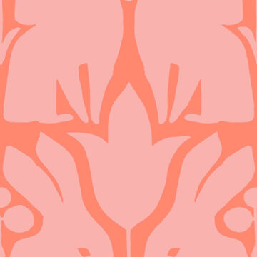 Custom Fabric 'Rabbit Clover Coral Red' by Cecilia Mok