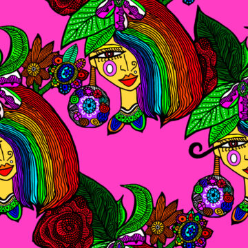 Custom Fabric 'Rainbow Girl' by Antayjo Art (Ang Watson)