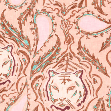 Custom Fabric 'Regal Tiger Paisley Rose' by Esther Fallon Lau 