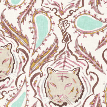 Custom Fabric 'Regal Tiger Paisley White' by Esther Fallon Lau 