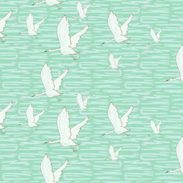 Custom Fabric 'Birds Aqua' by Emily Wills