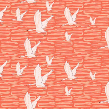 Custom Fabric 'Birds Coral' by Emily Wills