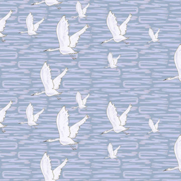 Custom Fabric 'Birds Lavender' by Emily Wills