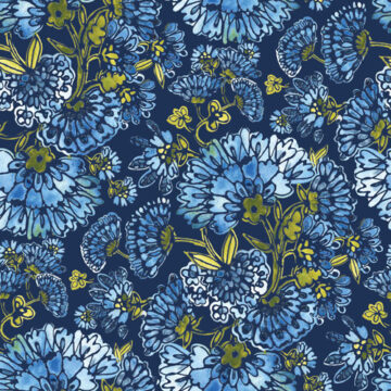 Custom Fabric 'Scrolling Blue' by Rachael King