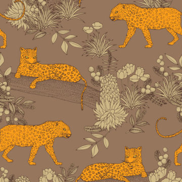 Custom Fabric 'Serengeti Leopards Bronze' by Cecilia Mok